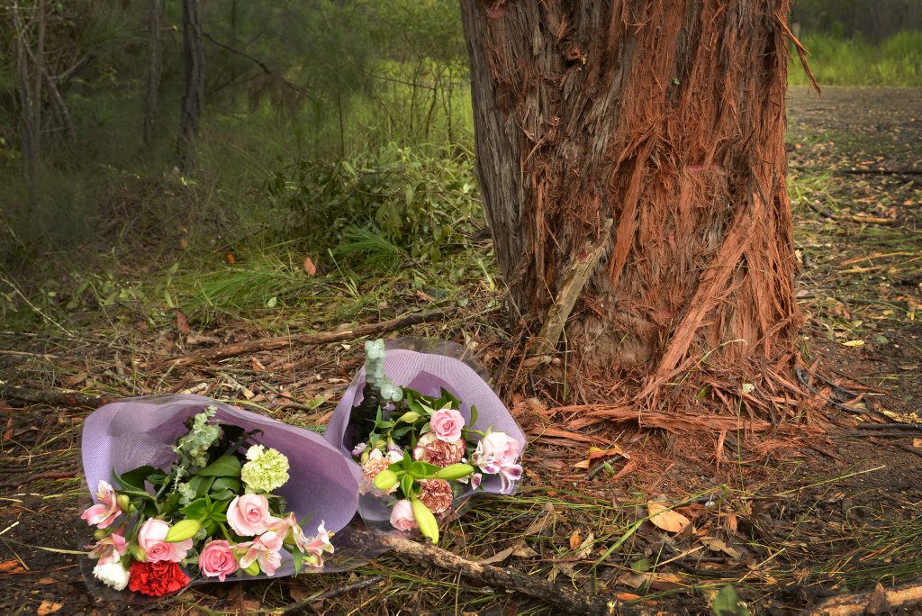 Flowers at the scene of the car crash at Old Caloundra Rd which killed Natasha Riley. Flowers at the scene of the car crash at Old Caloundra Rd which killed Natasha Riley.